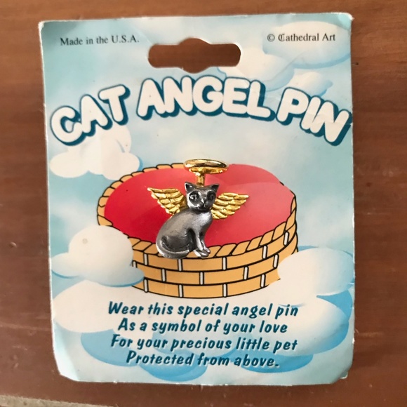 Cathedral Art Cat Angel Pin Pewter & Gold Tone - NWT - Picture 4 of 5